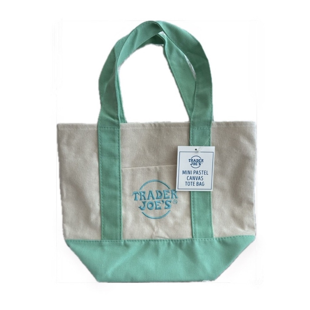 NWT Trader Joe’s Pastel Mint Green Canvas Minu Tote Bag